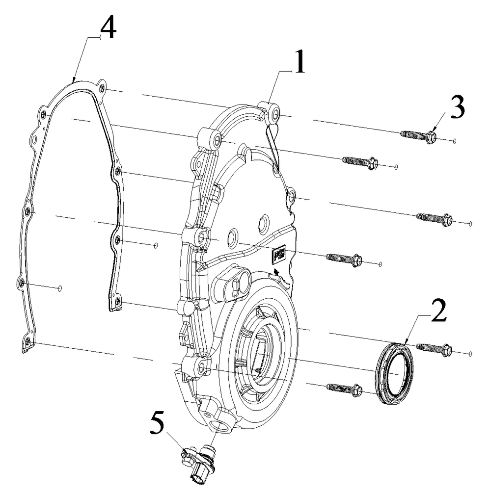 Engine Service Parts - Front Cover Diagram and Parts List for 076138-00  Briggs and Stratton Generator